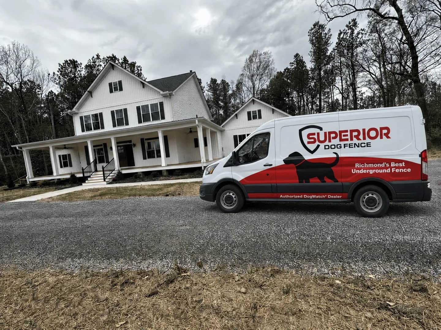 The Superior van on the driveway in front of a home.
